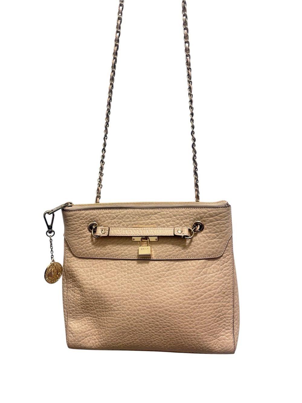 DKNY, beige/ nude pebbled leather with chain strap Handle retail price $250 - Picture 5 of 16